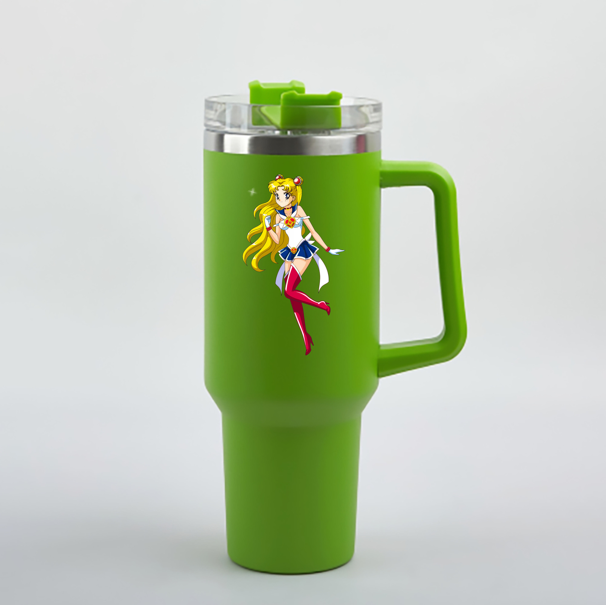 （画像用） 美少女戦士セーラームーン 月野 うさぎ つきの うさぎ Sailor Moon Tsukino Usagi 1200mL車用タンブラー - クリスタルステッカー（プラスチックストロー付き）